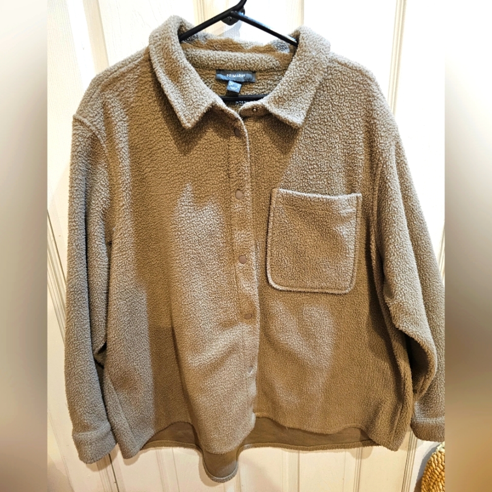 Primark light brown teddy shacket EUC XL/16